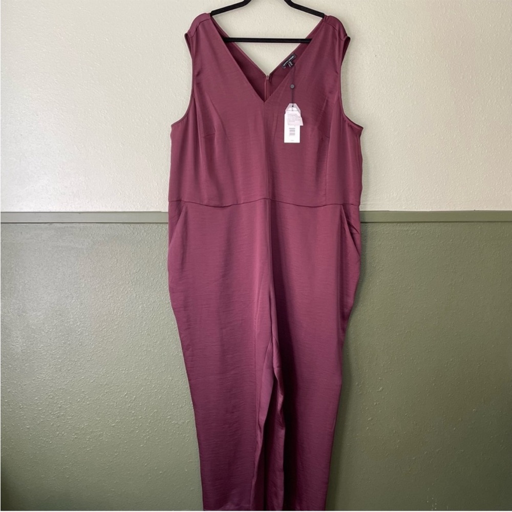 Universal Standard Luna Sleeveless Satin Pantsuit in Fig Purple Medium/2X